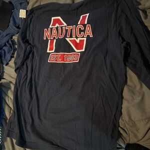 Nautica Dark Blue Graphic Long Sleeve Tee